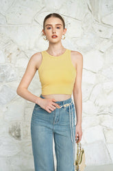 Becky Ribbed Tank - Yellow